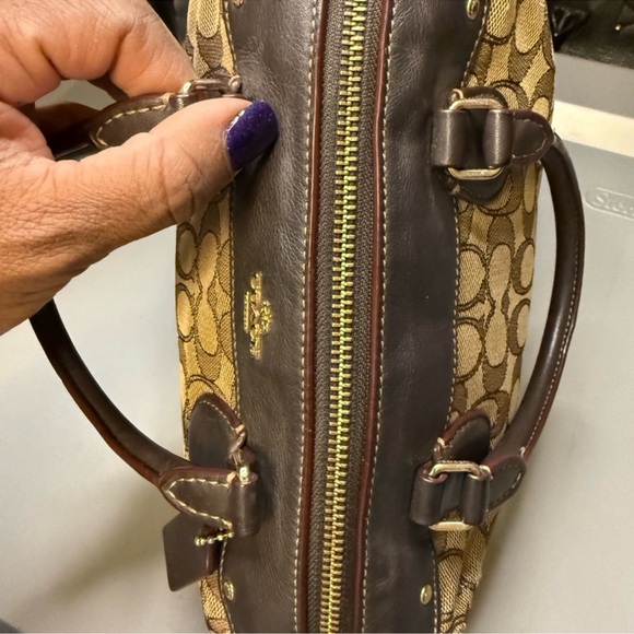 Coach Signature Mini Bennett Satchel in khaki canvas and brown leather trim. - Picture 8 of 15